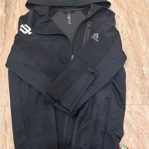 Men’s IU adidas Black Hooded Performance Training Jacket with Zip Pockets